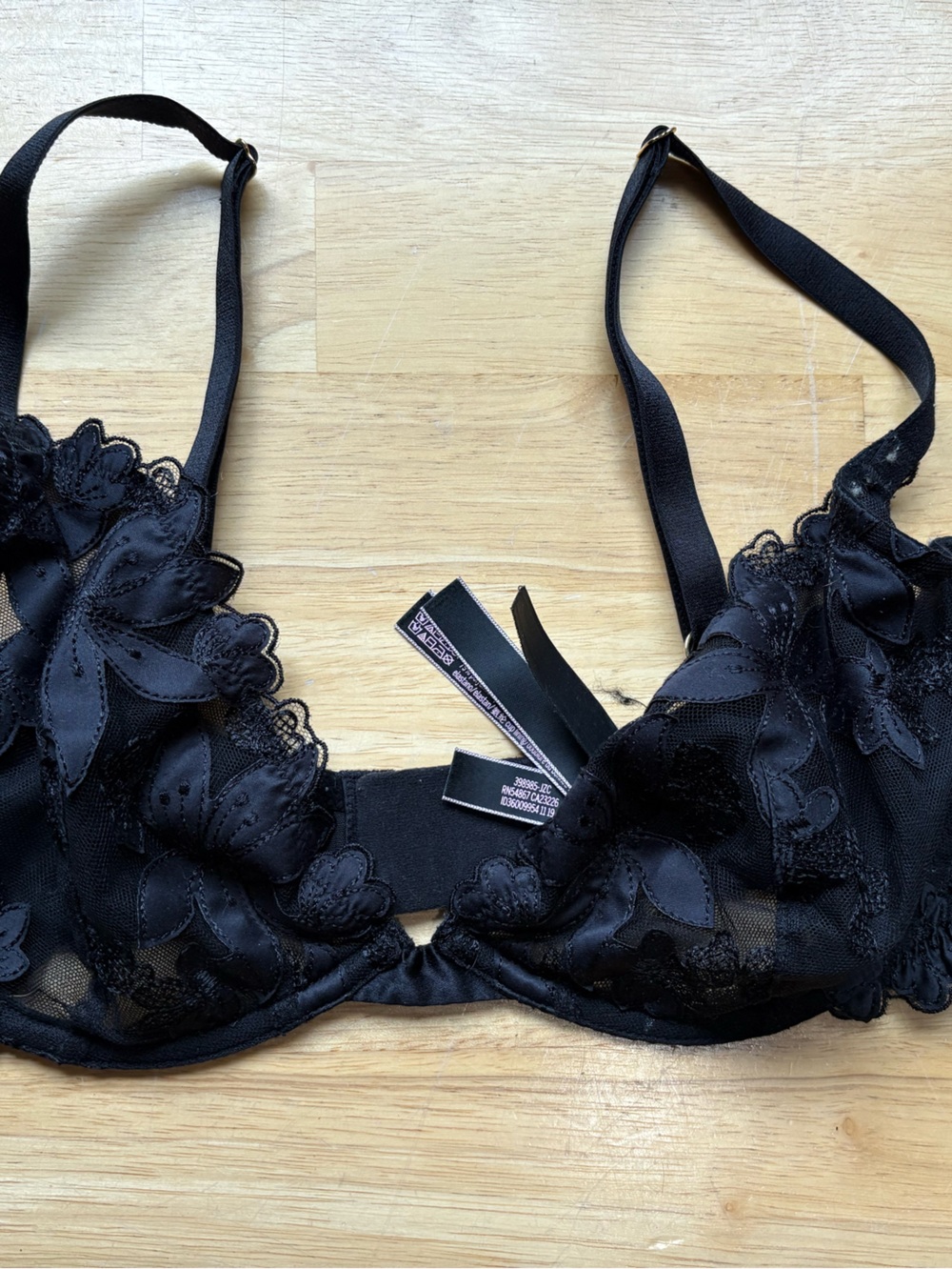 Victoria's Secret Black Sheer Floral Lace Bra